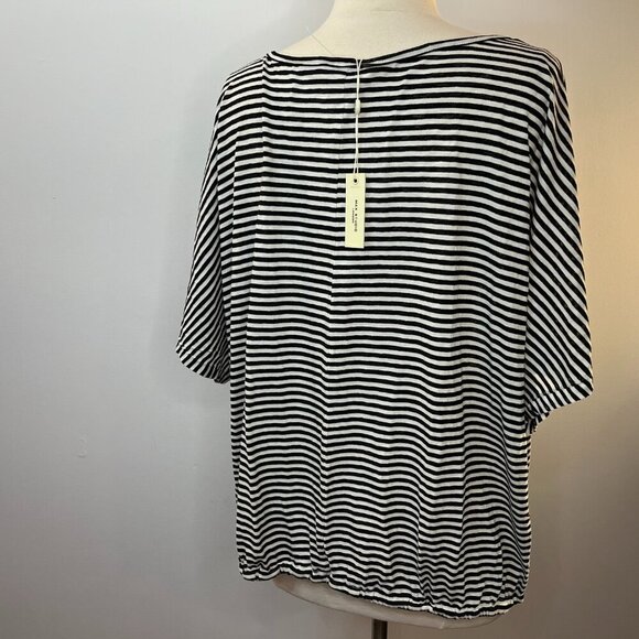 Max Studio Women's Black Ivory Striped Drawstring Waist Top - Size 2X - NWT $98 - Picture 4 of 4